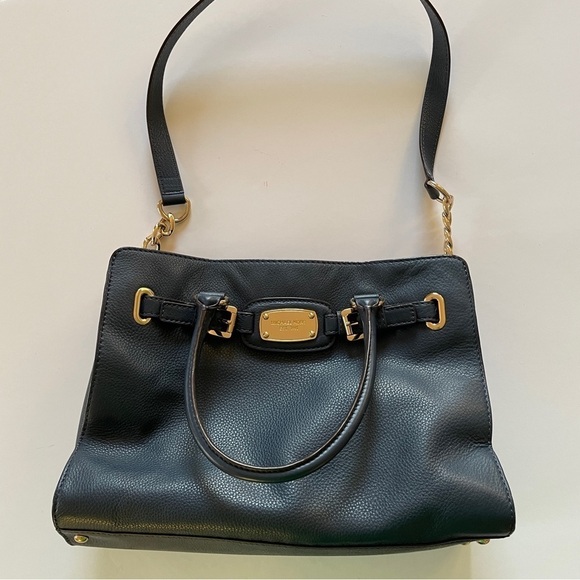 Michael Kors Navy Blue Hamilton Satchel Purse - Picture 2 of 14